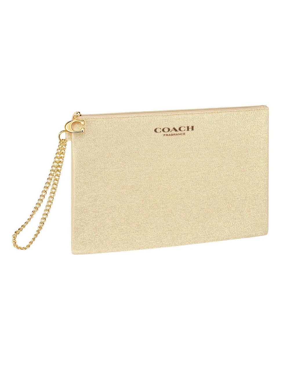 Coach Gold Metallic Wristlet Pouch with Chain